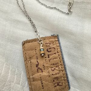 Silver Chain Necklace with Recycled Hollister Patch Pendant